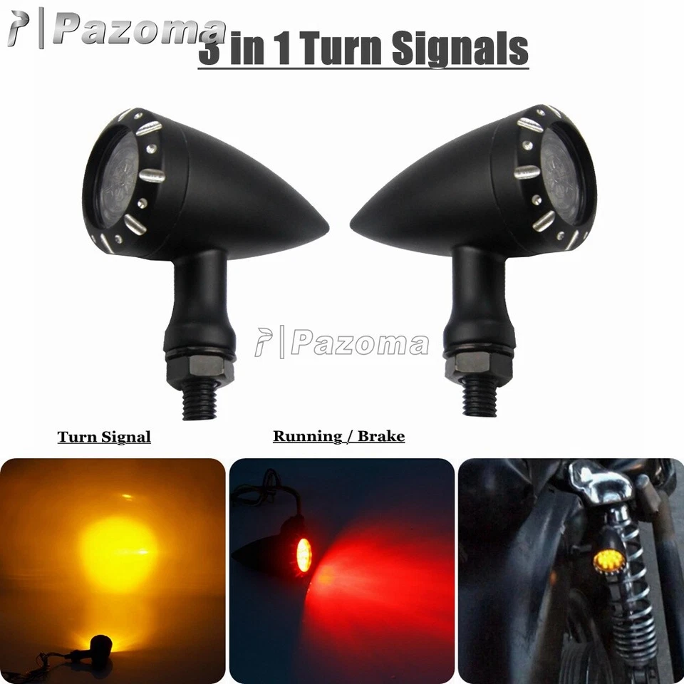 Luz de funcionamiento de freno 3 en 1 personalizada para Harley Honda BMW señales LED de giro de bala Foto 4 de 4