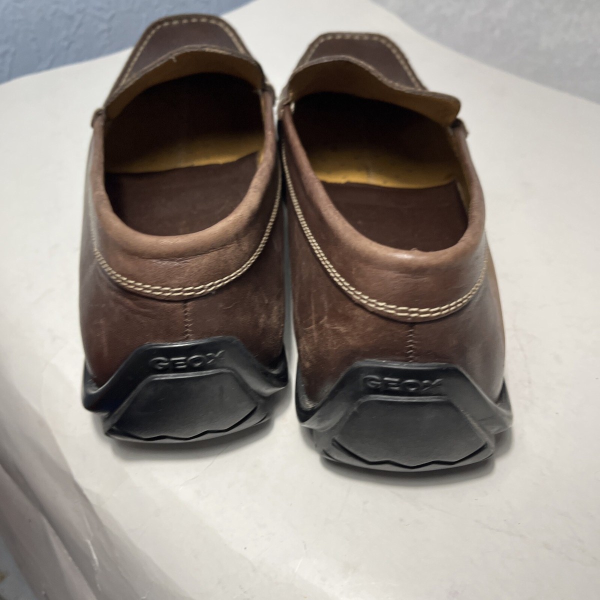 Geox Respira Leather Driving Shoes Loafers Brown Mens Size 