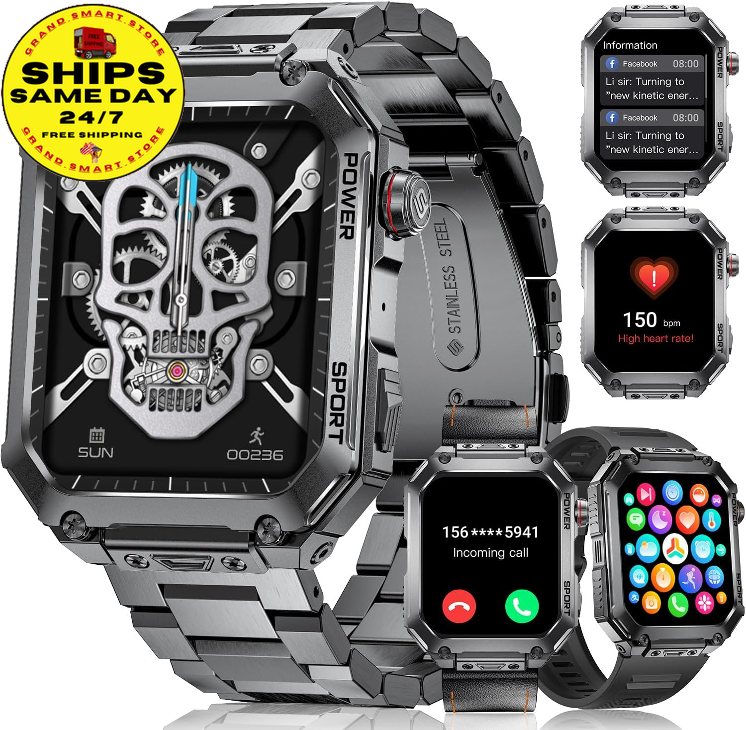 New 2024 Military Smart Watch for Men, 1.96