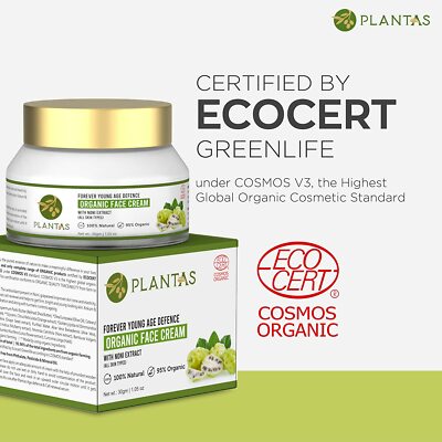 Plantas Forever Young Organic Face Cream 30GM FREE DELIVERY