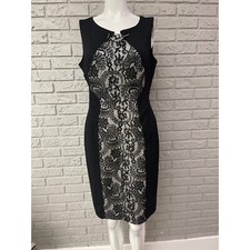 Enfocus Studio Women Sleeveless Black Lace Sheath Dress Size 10