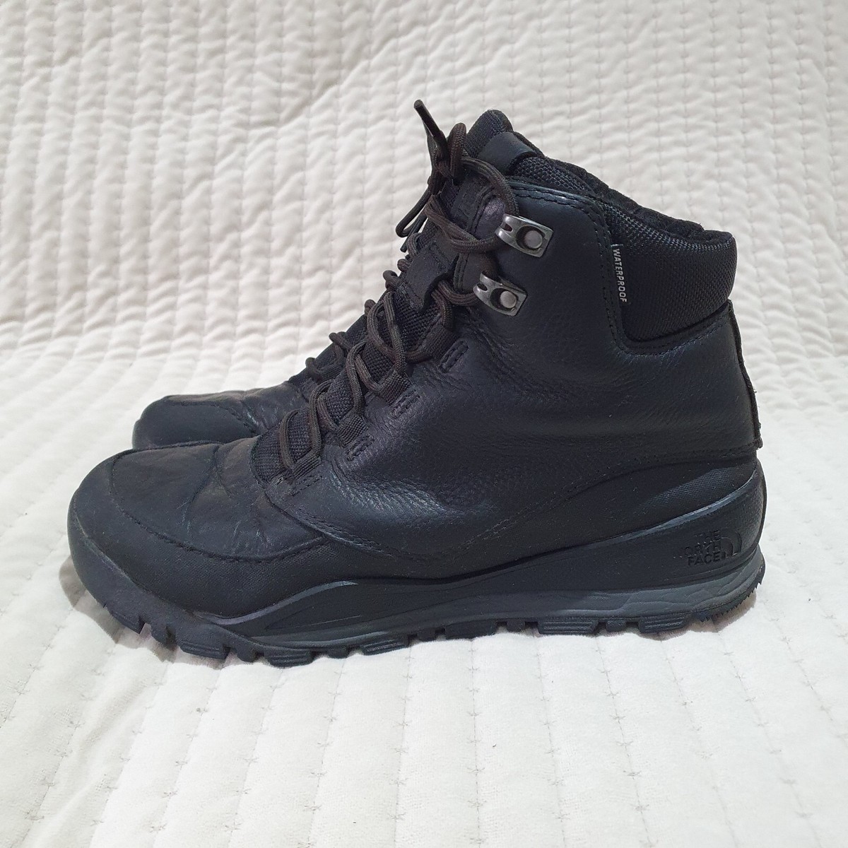 North Face mens boots waterproof black leather size UK hiking