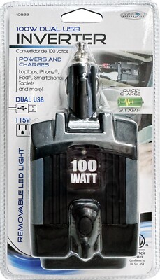 Custom Accessories 100 Watt Dual USB Power Inverter - Turns 12v To 115VAC! 10888
