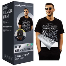 US Stock 24in x 164ft Silver DTF Foil Transfer Metallic Film Roll Cold Peel