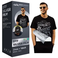 US Stock 24in x 164ft Silver Special DTF Transfer Foil Cold Peel for T shirt