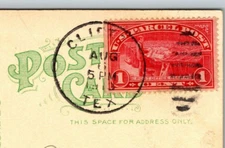 1913 Rare Red 1 cent Parcel Post stamp Waco TX Cotton Palace Exposition Postcard