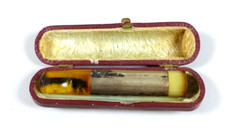 Jugendstil Zigarettenspitze 800 Silber mit Bernstein in OVP