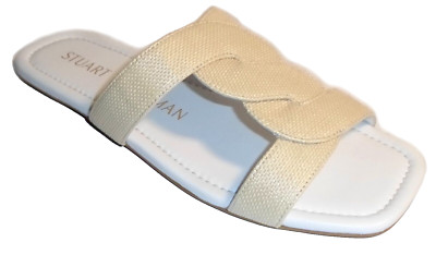 STUART WEITZMAN  White Off Open Toe Flat Sandals Mules 7.5B