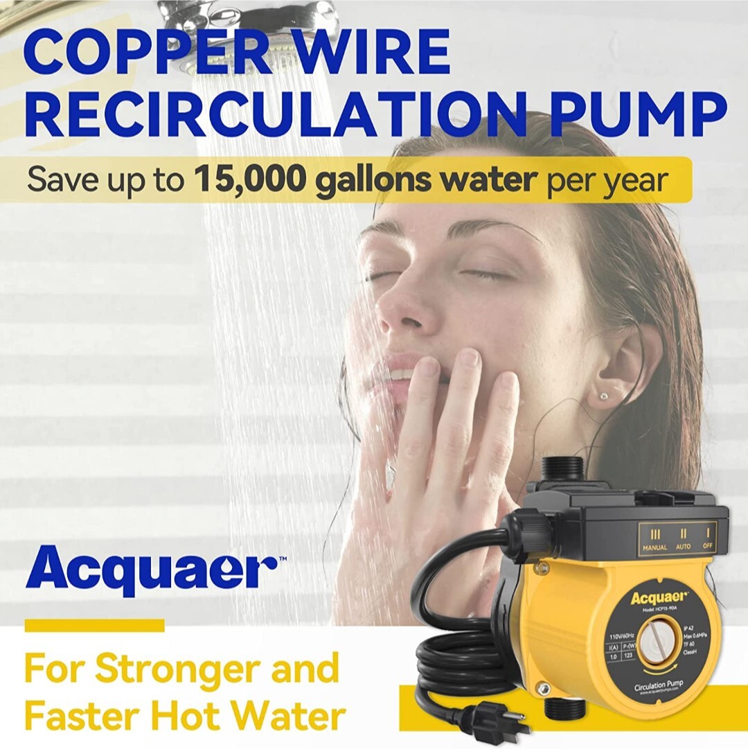 Acquaer 115V Automatic Instant Hot Water Recirculating Pump, 7GPM, 30ft  Head - The ICT University