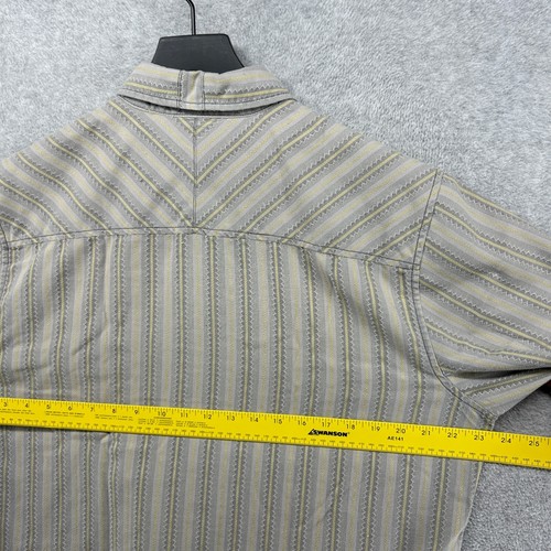 Royal Robbins Pearl Snap Shirt Mens Size Large Beige Striped Short Sleeve - Picture 11 of 11