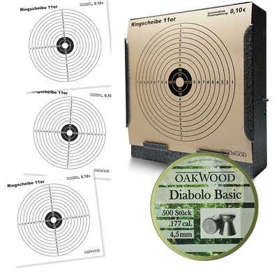 SET 50 Zielscheiben + 500 Diabolos 4,5mm f. Luftgewehr nach Wahl mit Kugelfang