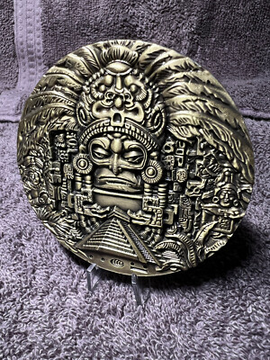 #ad Huge Aztec Mayan Bronze Vintage Coin Maya Calendar Excellent Condition $25.00