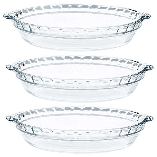 Pyrex 3 Pk Glass Pie Plates 9.5x1.5" Freezer, Oven, Microwave