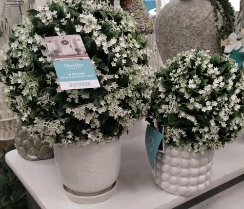 Martha Stewart 14" TOPIARY HANGING KISSING PLANT BALL Gardenia MEDIUM multi NEW - Picture 9 of 18