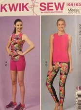 Xs Sm Med Lrg Xlrg Kwik Sew K4163 Workout Pants Top Shorts Sewing Pattern Yoga