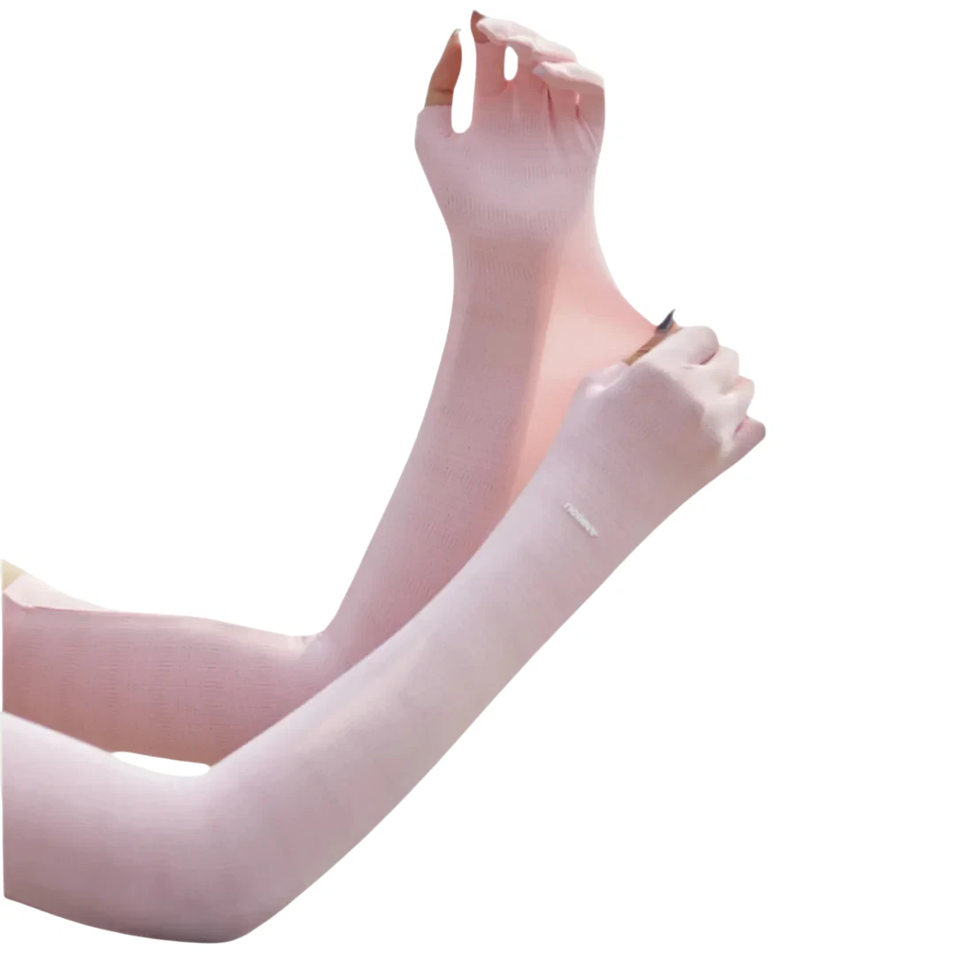“Women’s UPF50+ UV Sun Protection Arm Sleeves – Cooling Ice Silk, Fingerless