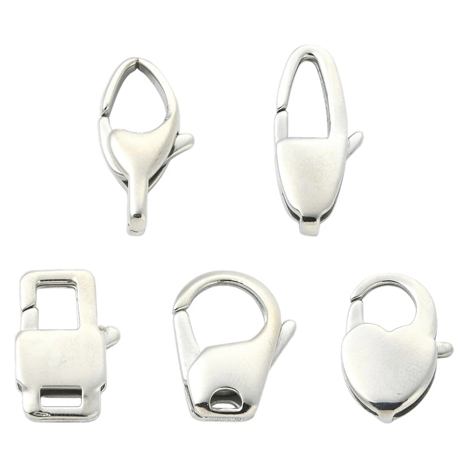 10pcs Lobster Claw Clasps Stainless Steel 5 Styles Hook for Keychain Pendant DIY - Image 2 of 4