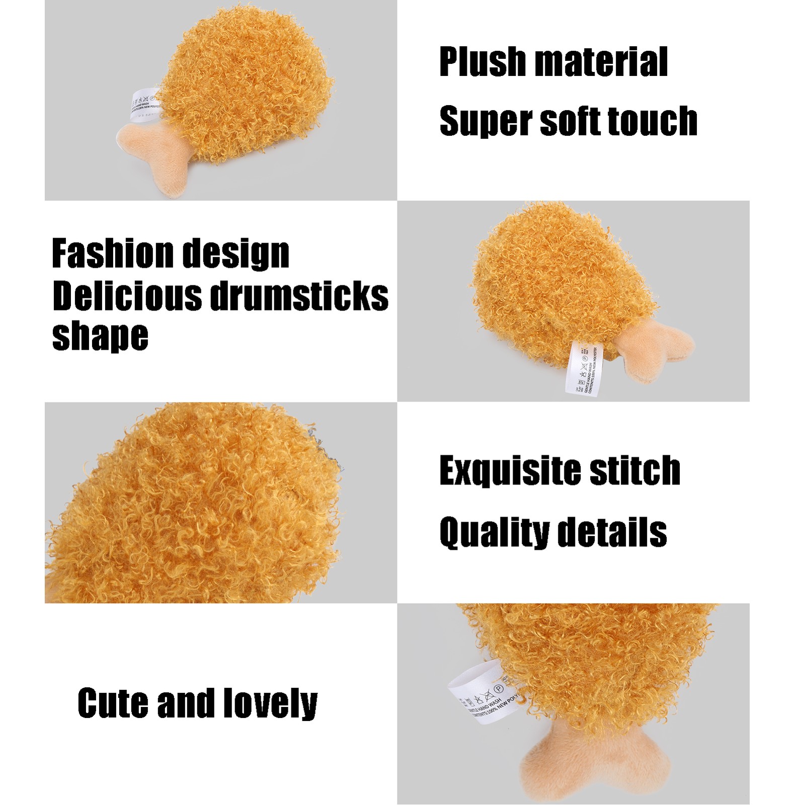 Pet Plush Toy Stuffed Chicken Drumsticks Toy Squeezable Squeaky Plush Toy Part.