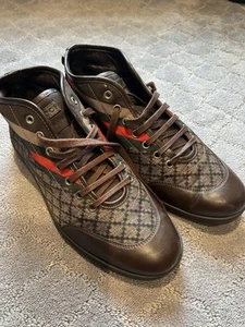 Gucci Diamante Homme 8,5G Chaussures Haut Marron 268686 Baskets Web Stripe US 10