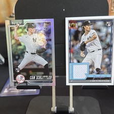 Topps Cam Schlittler Rookie Relic and rainbow foil  2 card lot