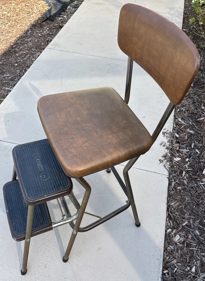 Silla taburete de metal de cocina Cosco vintage escalones plegables Foto 4 de 4