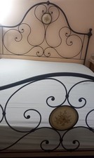 Antico letto in ferro battuto Matrimoniale Con Rete In Legno Doghe €2400