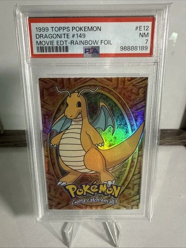 New Listing1999 TOPPS POKEMON BLACK LOGO RAINBOW FOIL #E12 DRAGONITE #149 PSA 7