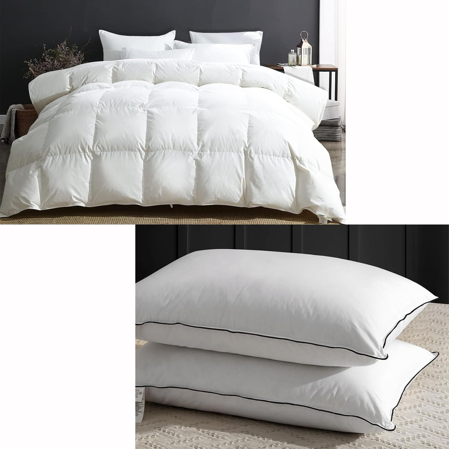 Oversized Queen Organic Duvet & Set of 2 Down Pillows