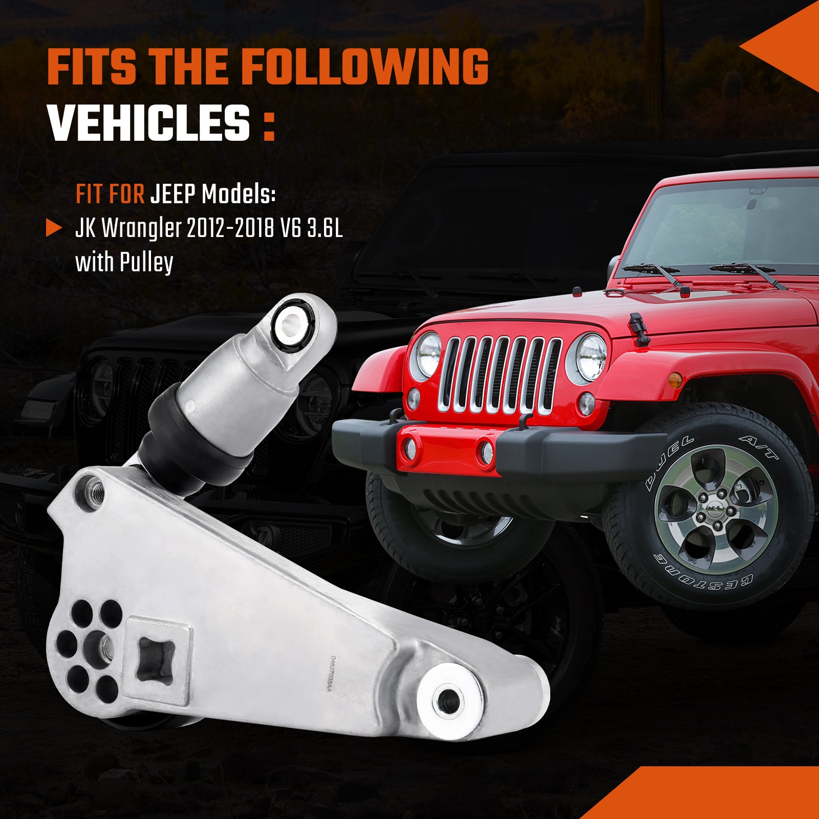 Drive Belt Tensioner w/Pulley for Jeep Wrangler JK 2012-2018 V6 3.6L DOHC Silver thumbnail 7