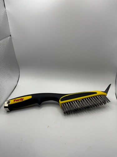 Purdy Wire Brush Scraper Paint Removal Tool Steel Bristles Yellow Black Non Slip