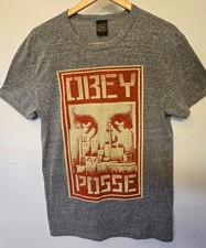 Obey Posse T‑Shirt Men’s Large Gray Graphic Tee Made in USA Since 1989