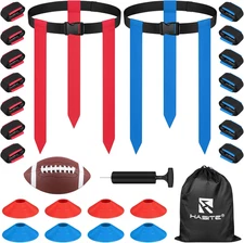 Flag Football Set, 14 Player Adjustable Flag Football Belts, 42 Flags, 8 Practic