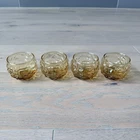 VTG 1960s Anchor Hocking Lido Milano Gold 3" Roly Poly Rocks / Punch Glasses