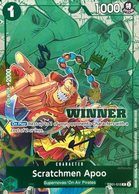   Scratchmen Apoo   EB01-015 Full Art Foil Stamp Winner Pack One Piece TCG NM