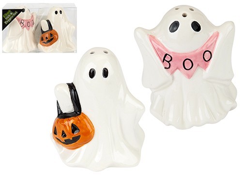 Ghost Salt and Pepper Shakers Halloween Party  Boo & Pumpkin