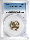 1946-S Roosevelt Dime PCGS MS66 FB #GA6-59 "90% Silver"