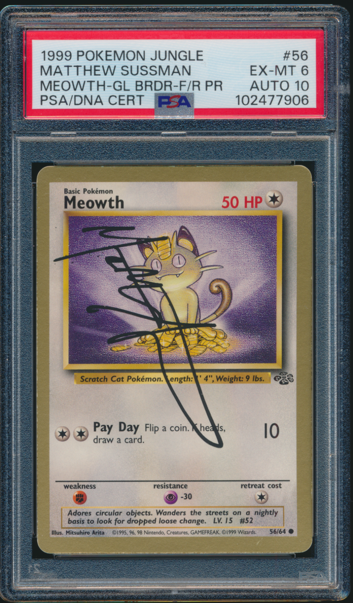 1999 Pokemon Jungle Meowth #56 Matthew Sussman PSA 6 Auto 10 | eBay