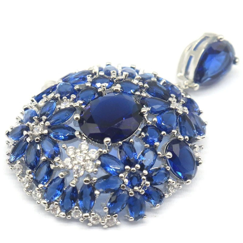 Nuevo Diseñado 10.4g Largo Grande Tanzanita Blanco Circonita Mujer Boda Colgante Plata Foto 3 de 3