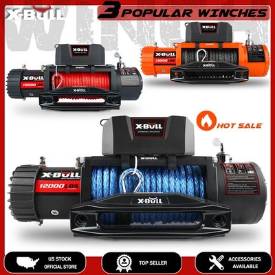 X-BULL Electric Winch 10000LBS 12000LB Synthetic Rope Steel cable Trailer 4WD