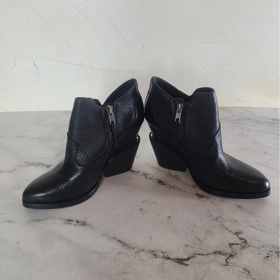 ASH Chelsea Lula Cuña Tobillo Cuero Negro Funky Botín 6.5 Nuevo con Etiquetas Foto 4 de 4