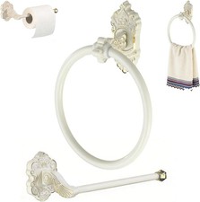 2 Pcs Antique White Toilet Paper Holder Towel Ring, Towel Rings for Bathroom ...