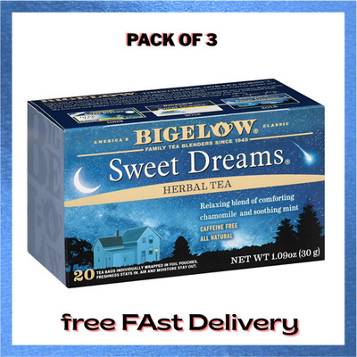 3x Boxes Bigelow Sweet Dreams Relaxing Herbal Tea | 20 Pouches Each | 1.09oz