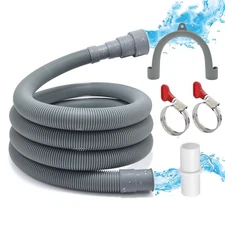 Universal Washing Machine Drain Hose Extension Kit, 6ft with 1 Adapter & 2