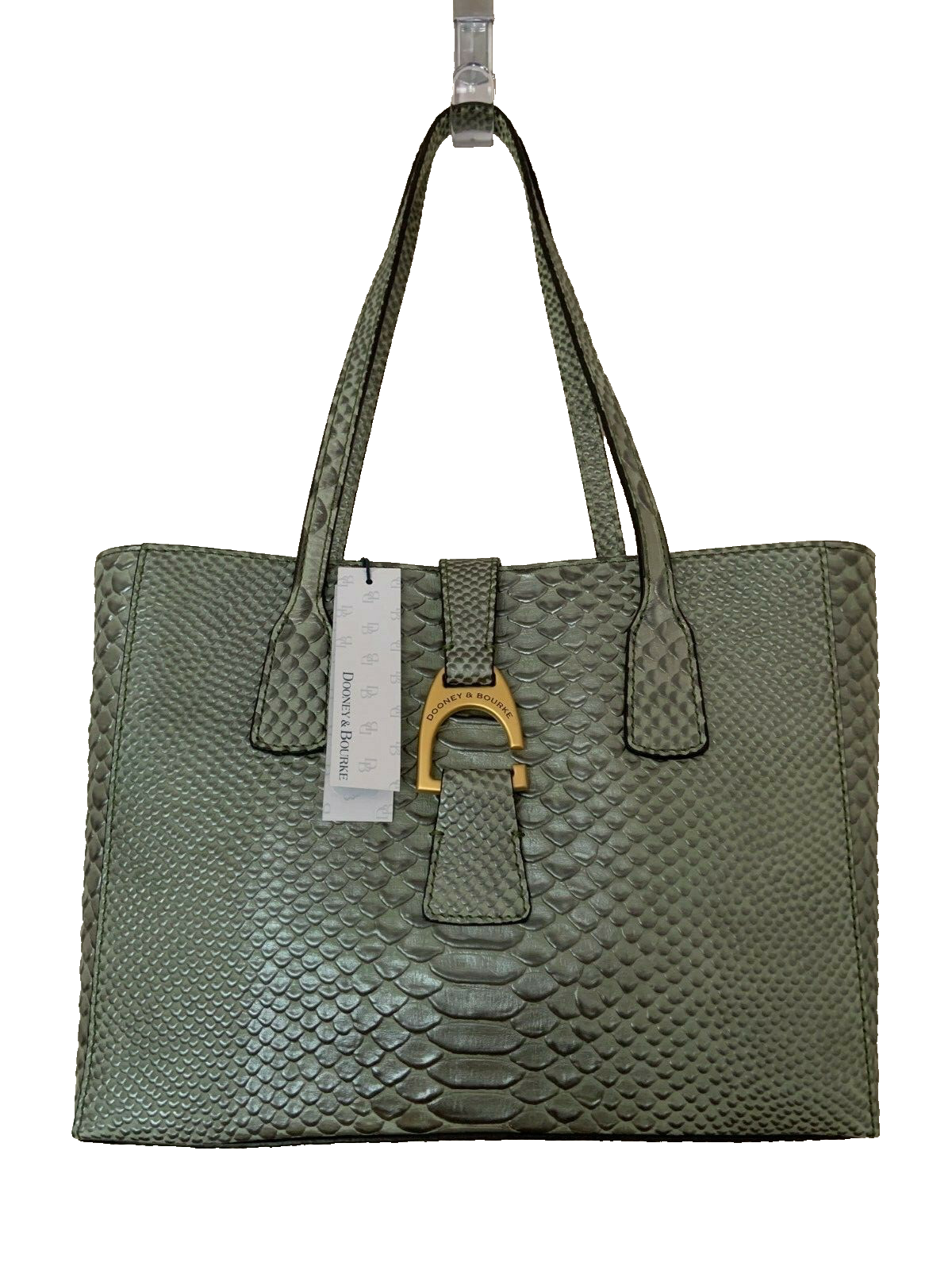 DOONEY & BOURKE Green Python Embossed Small Shannon Tote Bag  