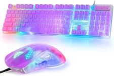 RGB Gaming Keyboard and Mouse Combo USB Wired Custom Clear Keyboards Rainbow LED