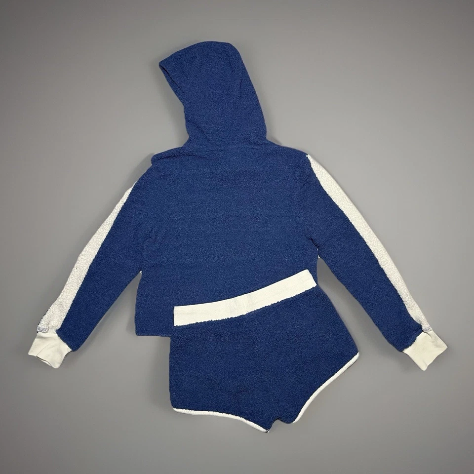 Conjunto de 2 pantalones cortos con capucha de manga larga suaves Champion para mujer talla pequeña - azul Foto 2 de 4