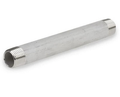 Pipe Nipple 3/8'' Schedule 40 x 7'' Long NPT Thread End 316 Stainless Steel