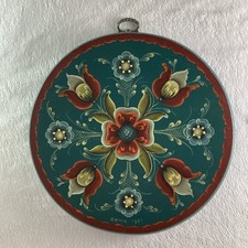 Vintage Norwegian Rosemaling Hand-Painted Wood Wall Plaque — listing 6