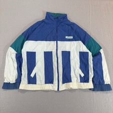 Vintage 80s Adidas Windbreaker Jacket Sz L/XL Color block Teal Read