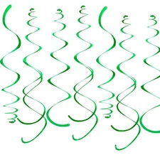 36 Pcs Green Hanging Swirl Decorations Party Streamers for Ceiling Decor Foil